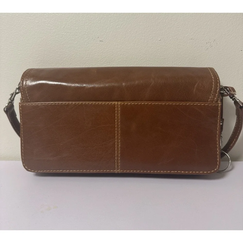 90's GIANI BERNINI‎ Genuine Leather Brown Shoulder Purse/Organizer